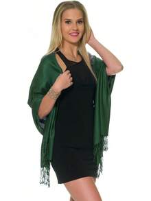 Shawls And Wraps Evening Dresses, Large Soft  Wedding Shawl - 墨綠色 - 查看 5