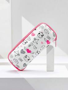 1pc Cute Panda Heart Print Zipper Eyeglasses Case, Portable Fashion Glasses Storage Box With Girly Vibe - Multicolor - View 1