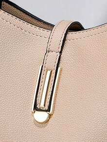 Fashionable Solid Color Women Handbag, Women Chain Shoulder Bag, Women PU Leather Shoulder Bag & Phone Wallet, Bucket Wallet , Office Bag - Khaki - View 10