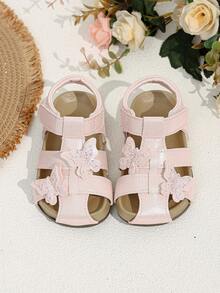 1 Pair Girls' Fashionable Cute Sandals, Infant Soft Bottom Comfortable Casual Beach Shoes, Non-Slip Versatile Toddler Closed Toe Shoes - Pink - View 4