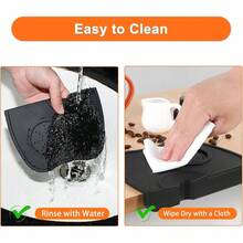 Silicone Coffee Tamping Mat, Corner Pad For Coffee Dosing, WDT Tool Tamping Mat - Black - View 3