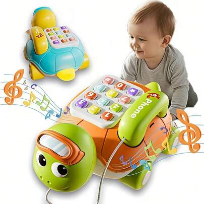 Interactive Baby Learning Turtle Phone With Buttons & Sound Effects, Children's Educational Toy, Equipped With Anti-Drop Button To Promote Fine Motor Skills And Cognitive Development