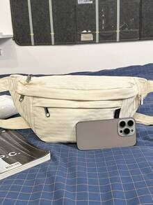 Women's Solid Color Fashion Versatile Casual Waist Bag - White - View 3