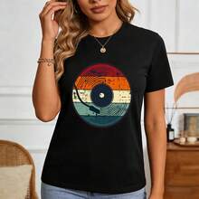 Music T-Shirt   Multi-Coloured Vinyl Design, Gildan Softstyle - Black - View 2