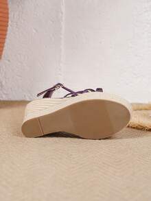 Women's Thick Sole Wedge Heel Casual Comfortable Slide Sandals - Purple - View 3