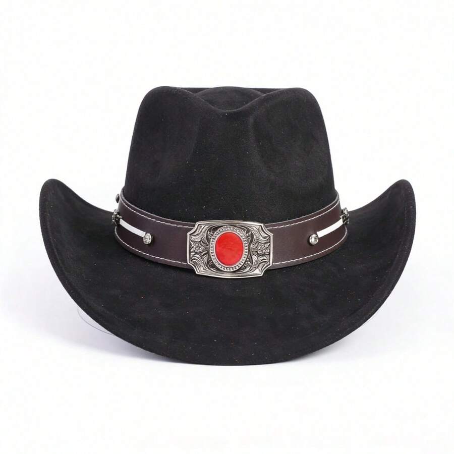 Suede Cowgirl Hat - Adjustable For Men And Women - Shapeable - High-End Material - 黑色 - 查看 1