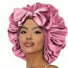 Wear‑On Hair Cap For Natural Curly Hair Women With Adjustable Shoulder Strap, Built‑In Hair Tie & Hat All‑In‑One Design, Anti‑Frizz Hair Protection, Breathable & Soft, Easy To Put On, Stable Fit For Daily Outdoor Commute Styling Accessory - Multicolor - View 5