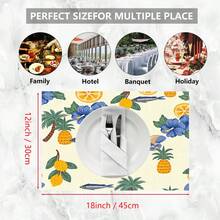 Bộ 1/4/6 tấm lót bàn ăn bằng vải lanh in họa tiết đơn giản, phù hợp cho bàn ăn, trang trí quanh năm, thảm trải bàn hiện đại có thể giặt được, trang trí phòng, lót ly, thảm ăn nhà bếp, trang trí tiệc trong nhà và ngoài trời, trang trí nhà cửa, quà tặng lý tưởng. - Nhiều màu - Xem 10