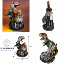 parte superior Brass T-Rex - Soporte para botellas de vino decoración divertida y decorativa diseño de dinosaurio Jurassic Wine Guardian - Multicolor - Ver 1