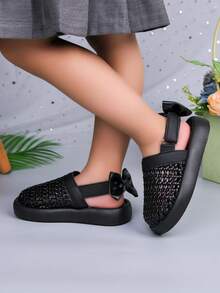 1 đôi dép xăng đan màu vàng nhạt, mềm mại, thoáng khí, cần thiết cho mùa hè; dép xăng đan chống trượt cho bé gái; giày kiểu La Mã thoáng khí, có dây buộc điều chỉnh được. - màu đen - Xem 7