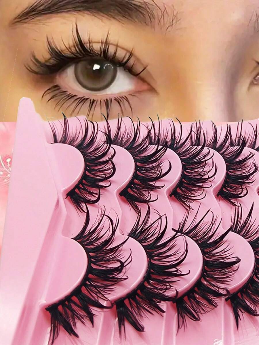 5 cặp mi giả không gây dị ứng, với vẻ ngoài ướt át, sống động, nhọn, dày và mềm mại, lý tưởng cho cosplay, anime và mắt búp bê – mỏng, tự nhiên và có thể tái sử dụng. - Xem 1