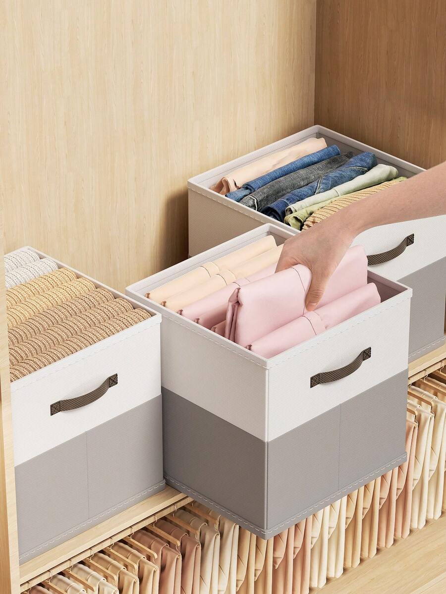 1PC Open Lid Storage Box, Underwear Storage Box, Sock Storage Box, Clothing Storage Box, Neat Storage - Gray and White Splicing - View 1
