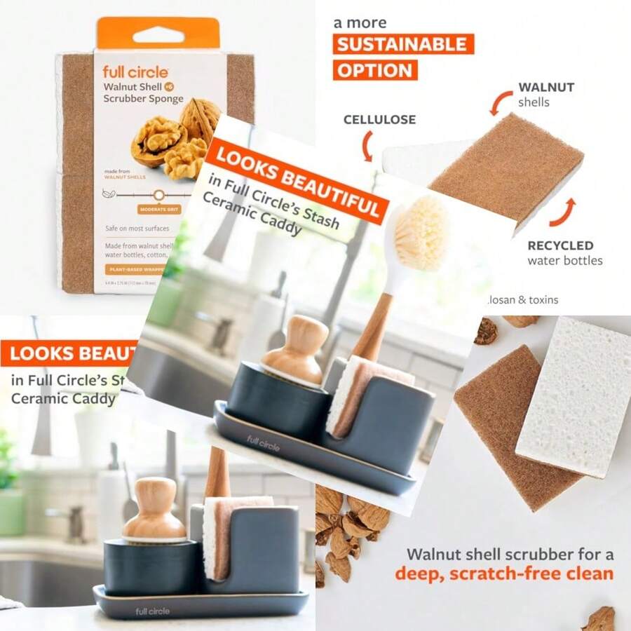 And Cellulose Scrubber S Pack Of 6 Powerful Non-Scratch Kitchen S Made With Plant-Based  Materials  For Nonstick Cookware - 核桃海綿 6 塊裝 - 查看 1