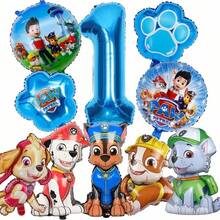 Paw Patrol 汪汪队立大功全套卡通人物生日气球套装，中性蓝色大号1-9数字铝箔气球，可爱狗狗队成员Chase、Skye、Rubble、Everest卡通人物气球，卡通主题生日派对气球装饰 - 卡通狗氣球 - 查看 4
