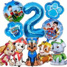 Paw Patrol 汪汪队立大功全套卡通人物生日气球套装，中性蓝色大号1-9数字铝箔气球，可爱狗狗队成员Chase、Skye、Rubble、Everest卡通人物气球，卡通主题生日派对气球装饰 - 卡通狗氣球 - 查看 5
