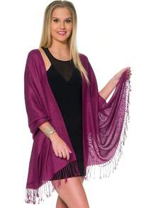 Shawls And Wraps Evening Dresses, Large Soft  Wedding Shawl - 李子 - 查看 4