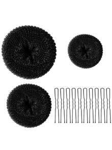 4 piezas Molde para hacer moños de rosquilla, accesorios para el cabello para mujeres, suaves y flexibles, adecuados para uso diario, set multicolor, ideal para viajes y regalos de cumpleaños - Multicolor - Ver 14