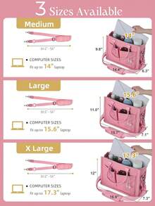 2026hot SeIIing  Canvas Tote Bag For Women With Zipper Closure & Individual Compartments For Work College For Teacher & Nurse - 粉色 - 查看 10
