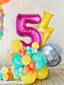 38件組迪斯可主題生日氣球柱套組，包含數字、閃電與迪斯可4D氣球，適用K-Pop音樂主題生日派對裝飾、青少年派對、卡拉OK音樂主題裝飾、80年代主題派對、星空之夜主題舞會 - 彩色 - 查看 6