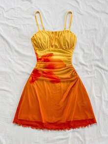 Vestido mini de línea A con tirantes de espagueti rosa y romántico Ditsy Floral para mujer, adecuado para fiesta, cita, San Valentín, Pascua, carnaval, crucero por la playa, Afternoon vestido de moda para té, primavera/verano - Multicolor 2 - Ver 4