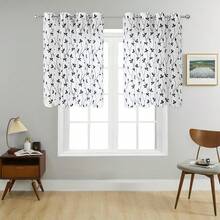1pc/2pcs Embroidered Sheer Curtain/Tree Branch Embroidered Textured Linen-Like Curtain/Top Metal Grommet Design Sheer Curtain/Indoor Lighting Balanced Filtering Transparent Curtain/Suitable For Living Room, Bedroom, Study, Kitchen, Home Decor, Farmhouse, Villa - Black - View 26