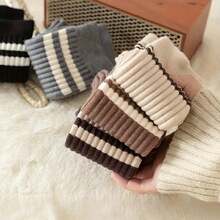 1/5 Pairs Brown Double Stripe Mid-Calf Socks, Comfortable Casual Versatile Women's Men's Socks, Suitable For All Seasons - Multicolor - View 4