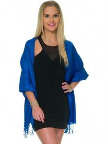 Shawls And Wraps Evening Dresses, Large Soft  Wedding Shawl - 寶藍色 - 查看 7