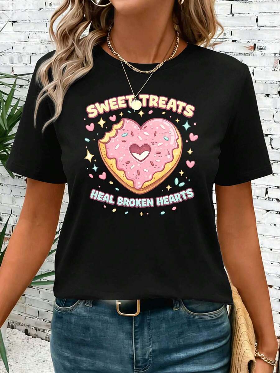 Dam-T-shirts - Svart - Visa 1