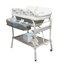 2 In 1 Baby With Changing Table, Waterproof Diaper Changing Station Portable Changing Table Adjustable Height Nursery Organizer With Storage Racks For Newborn Infant Toddler - 灰米色-2 - 查看 1