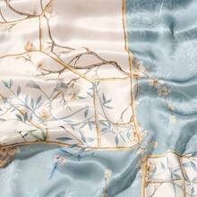 100% Mulberry Silk Satin 67 * 21inch Printed Silk Long Scarf Shawl Headscarf Neck Scarf - A - 查看 6