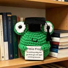 1pc Handmade Crocheted Graduation Frog Doll In Navy Blue - Unique 2026 Graduation Gift, Miniature Size Helps Relieve Stress - 彩色 - 查看 5