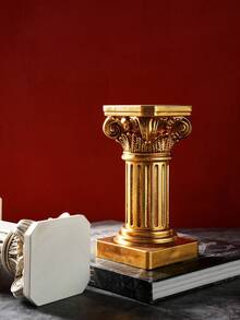 1PC European Corinthian Roman Column Resin Candle Holder Ornament, Architectural Desktop Decor, Home Desktop Aromatherapy Candle Stand, Wedding Table Centerpiece, Gilded Column Stand, Dining Table Decoration, Fireplace Ornament, Suitable For Wedding Party Decoration Photo Props, Wedding Banquet Window Display Photography Decoration Props, Wedding Table Centerpiece - Multicolor - View 5