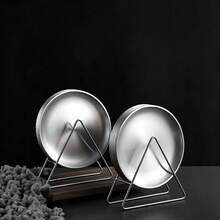 1pc/4pcs/6pcs/8pcs Luxury Stainless Steel Bone Dish Set With Stand - Round Fruit Dessert Tabletop Crumb Tray, Plate, Kitchen Decor, Tray, Kitchen Supplies, Dinnerware Set - Silver - View 2