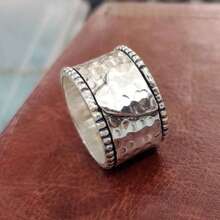 Assorted Minimalist Silver Rings, Including Heart-Shaped Rings, Rotating Rings, Handmade Rings, Beautiful Rings, Meditation Rings, Suitable As Gifts - Silver - View 8