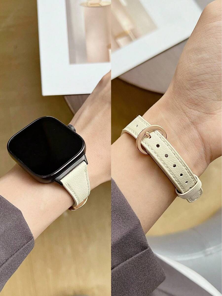 1件女款時尚皮革智慧手錶錶帶,相容於 Redmi Watch 5 Lite/Active、Watch 6、Watch 5,手錶錶帶,相容於 Watch 4,腕帶配件,相容於 Mi Band 8pro/9pro - Pearl White - 查看 1