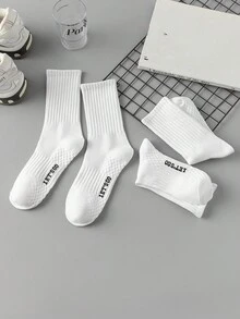 4 Pairs White Compression Athletic Knee-High Socks With Massage Bottom, For Gym Sports - White - View 4