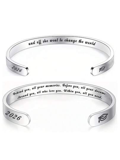 1 pieza Regalo de graduación 2026 - Pulsera de graduación de acero inoxidable, adecuada para ella/él, regalo de graduación de escuela secundaria de 5to a 8vo grado, pulsera de brújula para mujer, regalo de graduación universitaria para hija
