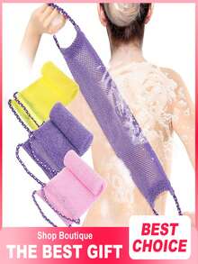 1 Set Toalla exfoliante de malla africana, de doble cara para una exfoliación suave a gruesa, eficaz para el cepillado corporal, material de malla de calidad, diseño de correa conveniente, toalla de esponja adecuada para una piel suave. - Multicolor - Ver 6