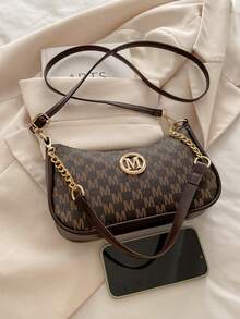 1 pieza Bolso de mujer para debajo del brazo, bolso de hombro de moda, material de cuero sintético de alta calidad, adecuado para la oficina, tamaño pequeño - Cafetería - Ver 11