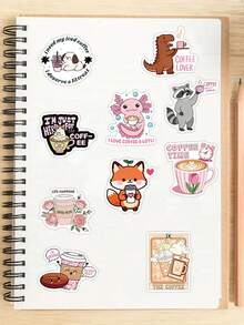 100pcs Funny Coffee Stickers Collection For Laptop Luggage Skateboard Guitar Room Decor Dly Graffiti Stickers - A - View 4