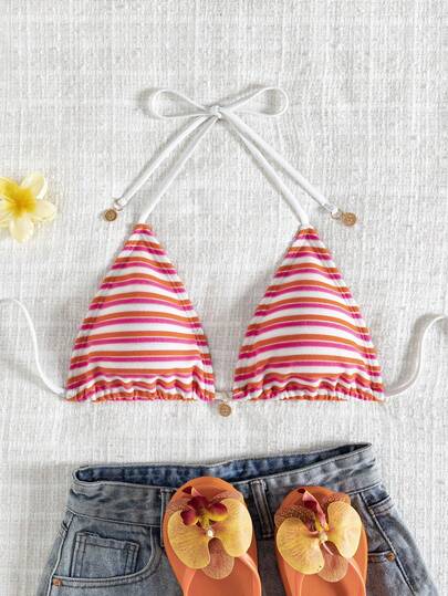 Áo bikini buộc dây kẻ sọc phổ biến mùa hè kiểu châu Âu và Mỹ dành cho nữ
