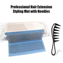Wig Cleaning Mat With Needles + Anti-Static Wide Tooth Comb Set, Professional Hair Extension Styling Tool - View 2