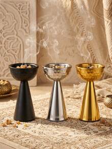 1pc/Set Luxury Metal Incense Burner, Elegant Middle Eastern Arabic Style Incense Holder. Suitable For Home, Office, Hotel Lobby, Holiday Decoration, Room Decor/Home Decor/Tabletop Decor, Applicable For Thanksgiving/Christmas/Halloween, Tabletop Decor, Home Decor, Holiday Decoration And Other Occasions. - Multicolor - View 3