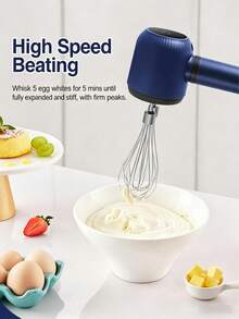 XO Chef Lab Lake Blue 3-Speed Hand Mixer – Powerful & Lightweight, Flex Edge Beaters For Faster, Smoother Mixing - Royal Blue - View 5