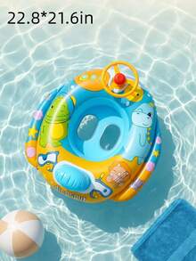Flotador inflable con forma de volante de dibujos animados, asiento flotante antivuelco con diseño de sirena y dinosaurio, juguete de agua de PVC reforzado para la playa y la piscina en verano - Multicolor - Ver 11