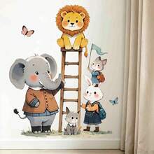 Cartoon-Style Cute Animal Climbing Ladder, Children's Room, Playroom, Decoration, Wall Sticker, Self-Adhesive. - Multicolor - View 5