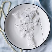 白色蕾丝刺绣赤脚凉鞋，波西米亚风沙滩婚礼脚饰，新娘脚链凉鞋，沙滩婚礼配饰 - 白色 - 查看 7