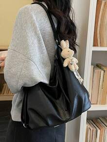 2026 New Korean Style Fashion Versatile Vintage Underarm Bag, Women's Casual Tote Bag Large Capacity Shoulder Bag, Suitable For Shopping, Party, Travel, Gift (No Accessories Included) - Black - View 4