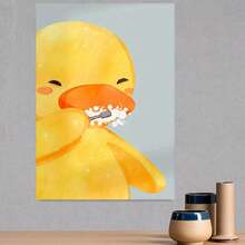 Lienzo Adorable de Pato 2D Plano, 1 pieza | 12x16 Pulgadas, Sin Marco y Resistente al Polvo, Perfecto para Decoración de Baño, Dormitorio, Cocina, Sala de Estar, Oficina o Hotel | Diseño Divertido, Estilo Art Déco - Enmarcado - Ver 3
