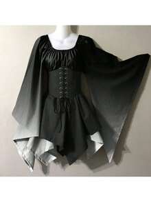 Halloween Costume, Renaissance Medieval Dress, Retro Gothic Costume For Cosplay And Stage - Black Gradient - View 4